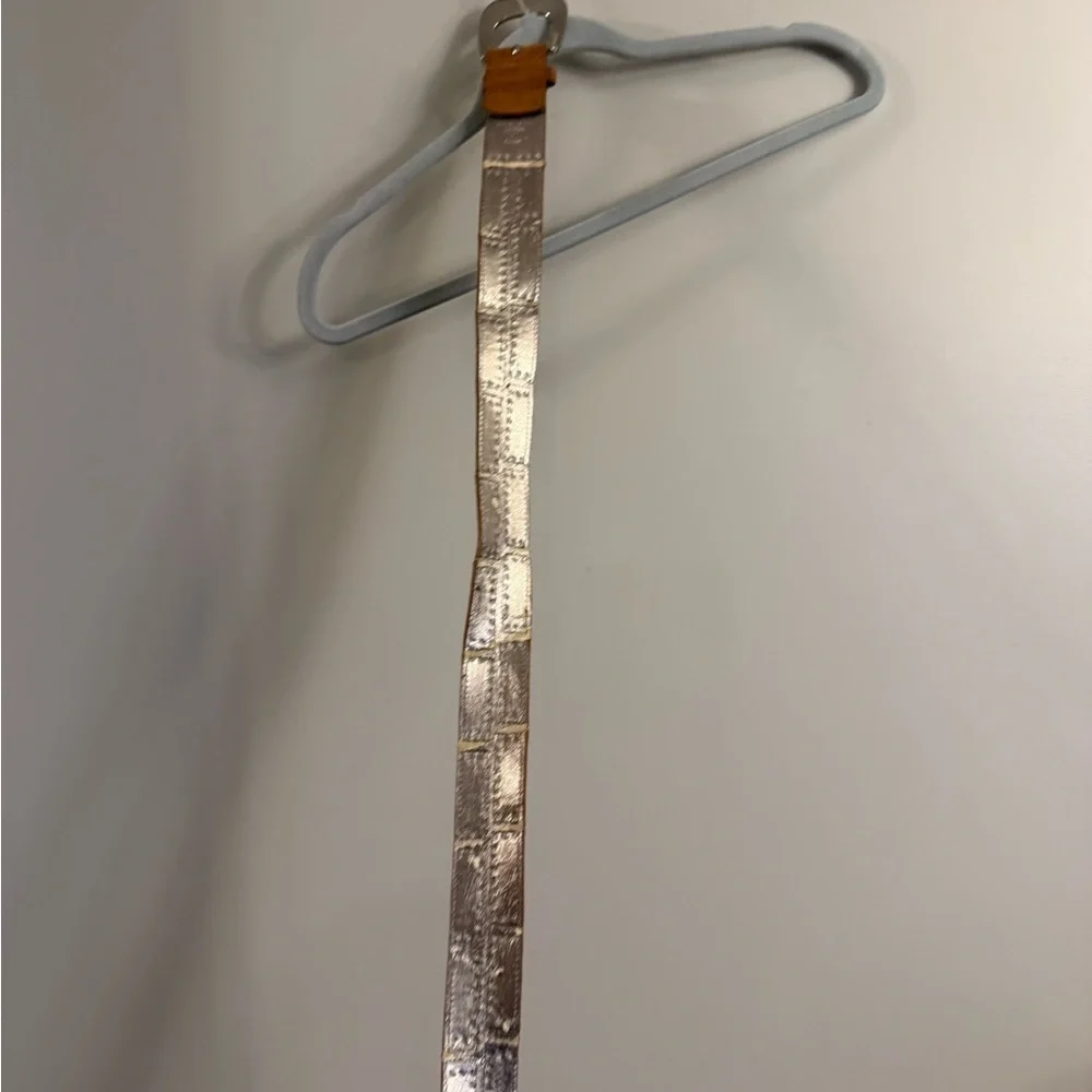 Michael Kors Studded Leather Belt Brown & Black Silver Buckle